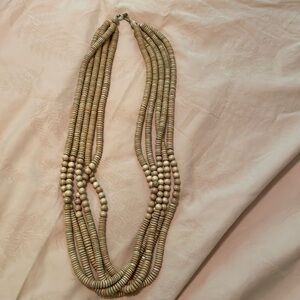 Wooden bead strand necklace